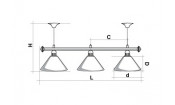 Лампа STARTBILLIARDS 3 пл. (плафоны золотые,штанга синяя,фурнитура золото)
